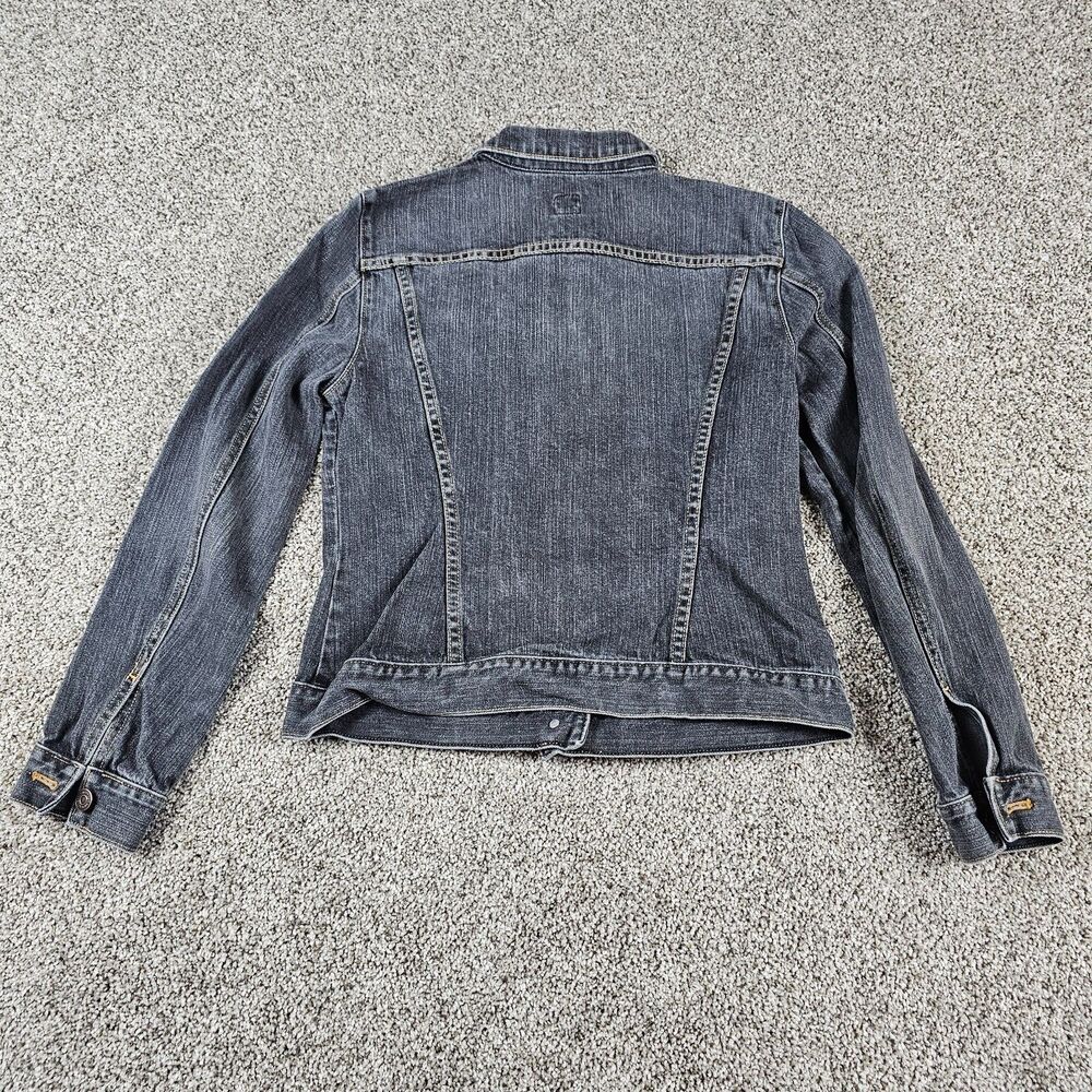 Vintage Gap Denim Jacket Womens Youth Medium Black Stretch Trucker Y2K Button - Picture 2 of 9